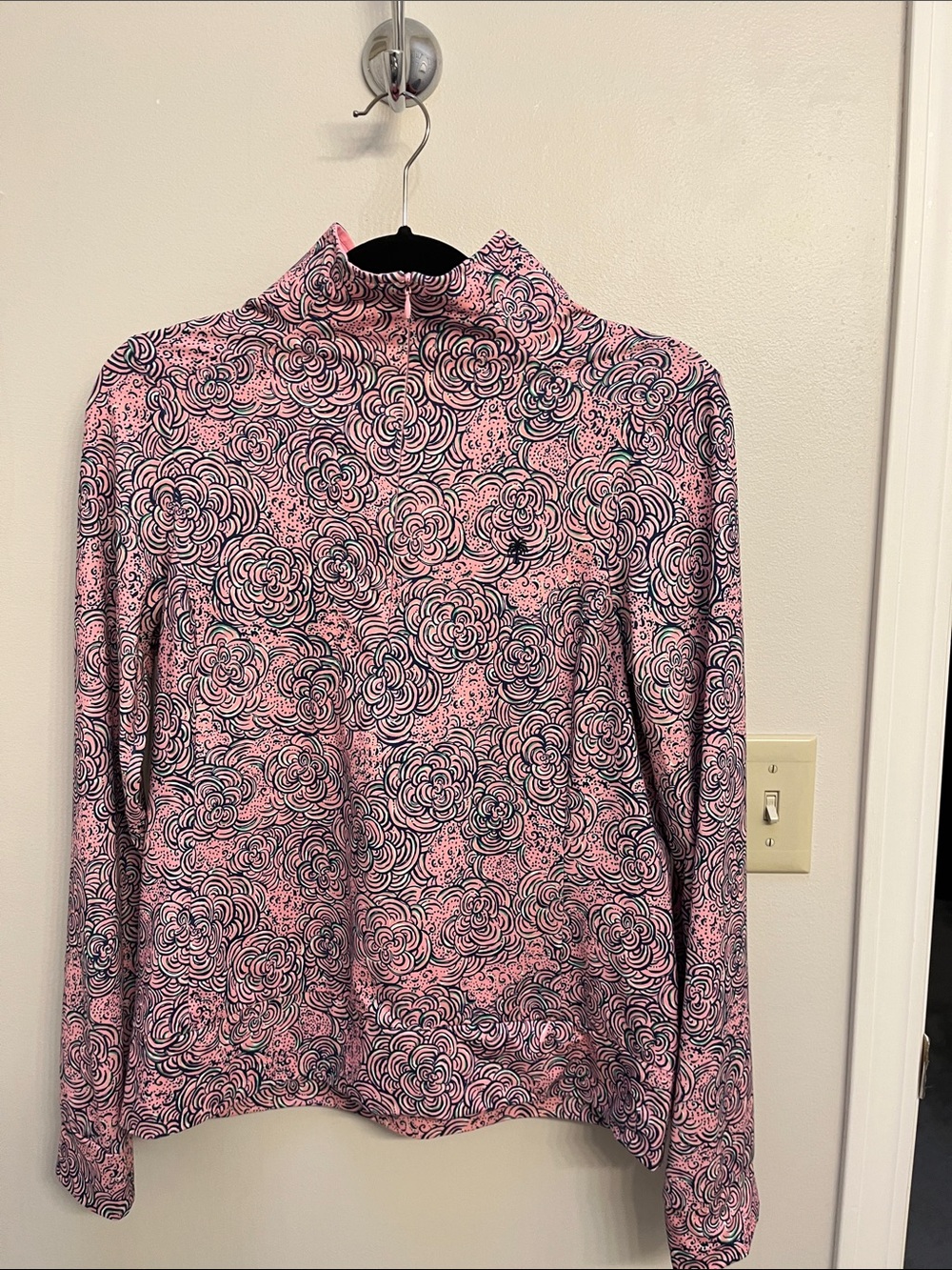 Lilly Pulitzer Pink Floral-Print Mock Neck 3/4 Zip